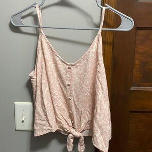 Pink and white flowered crop top